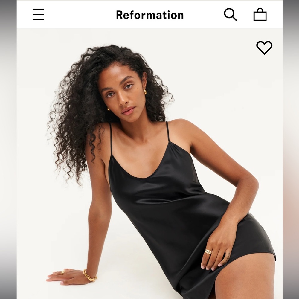 Reformation Silk Cher Mini Slip Dress in Champagne XS